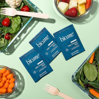 Daily Prebiotic Fiber Powder Unflavored - 20 Travel Packs, 7g Per Serving - Soluble & Insoluble