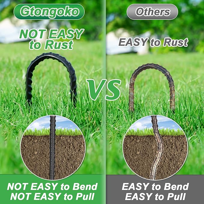 Gtongoko Trampolines Wind Stakes 16 Pack 12 Inch, 0.3 Inch Thick Heavy Duty U Shaped Rebar Tent