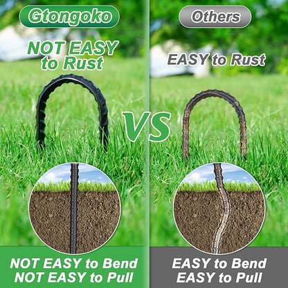 Gtongoko Trampolines Wind Stakes 16 Pack 12 Inch, 0.3 Inch Thick Heavy Duty U Shaped Rebar Tent