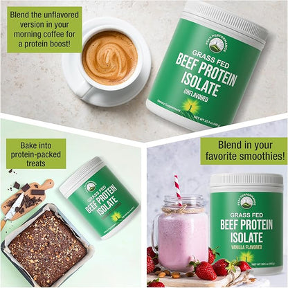 Grass Fed Beef Protein Powder - Lactose Free Great Tasting Beef Protein Isolate. Complete Animal