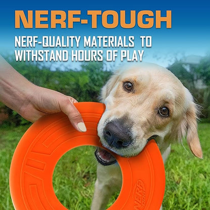 Nerf Dog Atomic Flyer Outdoor Dog Toy, 10 Inch Flying Disc Dog Fetch Toy, Rubber Dog Toy for Medium