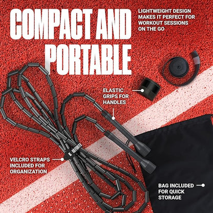 Sportbit Elite Beaded Jump Rope - Adjustable Speed Rope for Fitness, CrossFit, Boxing