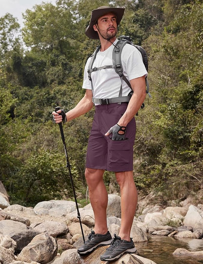 CRYSULLY Men's Hiking Cargo Shorts Outdoor Summer Lightweight Quick Dry Work Casual Shorts with 5