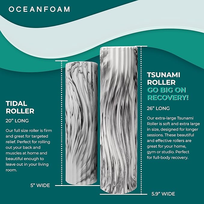 Oceanfoam Tsunami Roller (Black Marbled) - Soft, Textured Foam Roller for Physical Therapy, Back