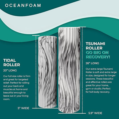 Oceanfoam Tsunami Roller (Black Marbled) - Soft, Textured Foam Roller for Physical Therapy, Back