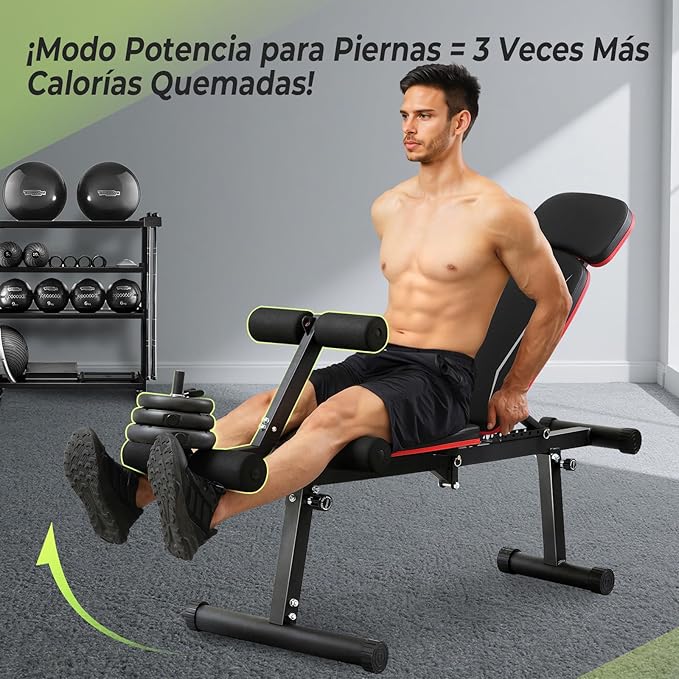 Upgraded Adjustable Weight Bench with Leg Extension and Leg Curl, 9 Back Positions & Foldable