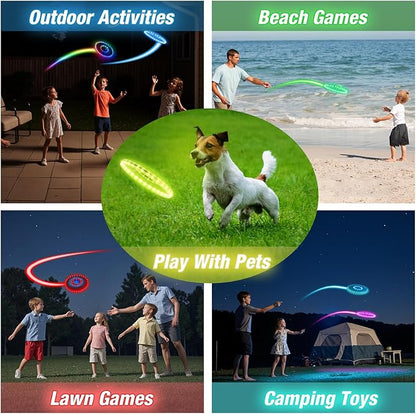 2 Pack Light up Flying Discs for Kids, Rechargeable Disc with 45 LEDs, 14 Lighting Modes(10") &