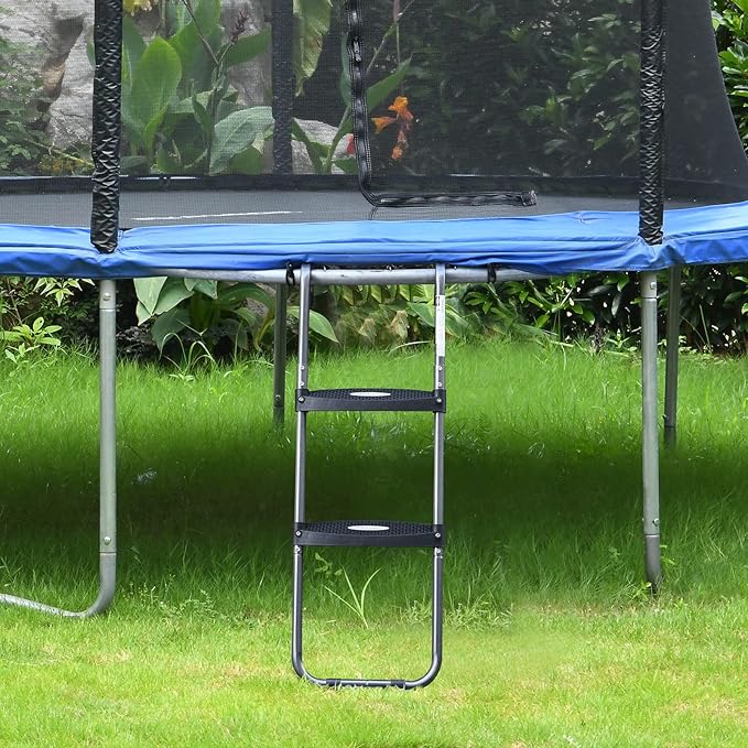 HBTower Trampoline Ladder with Horizontal and Wide Steps, Universal Hook, UV Treated Steel, 220 lbs