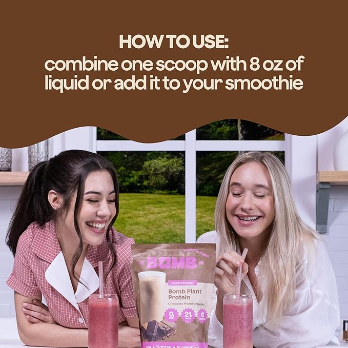 The Bomb Co. Bomb Plant Protein, Protein Powder with 21g Protein, Amino Acids, Zero Sugar, Pea