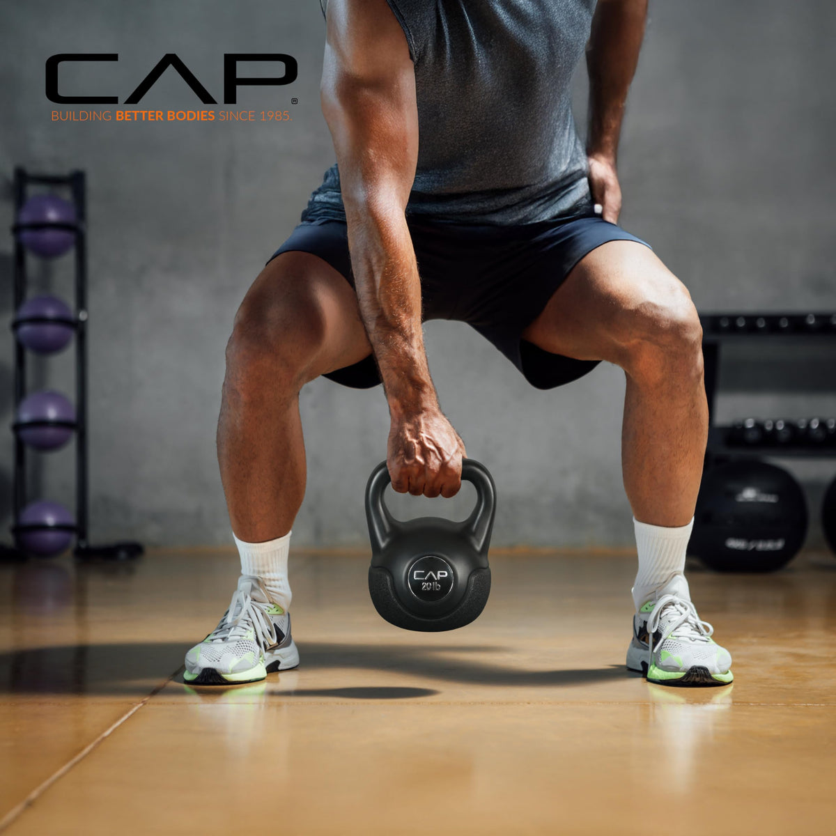 CAP Barbell 45 LB Cement Kettlebell Set – 10 lb, 15 lb & 20 lb Vinyl-Coated Kettlebells for