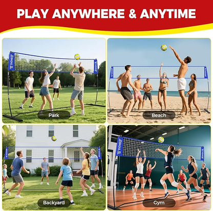BAGAIL Volleyball Net, 12ft/20ft Portable Volleyball Net for Backyard - Adjustable Height