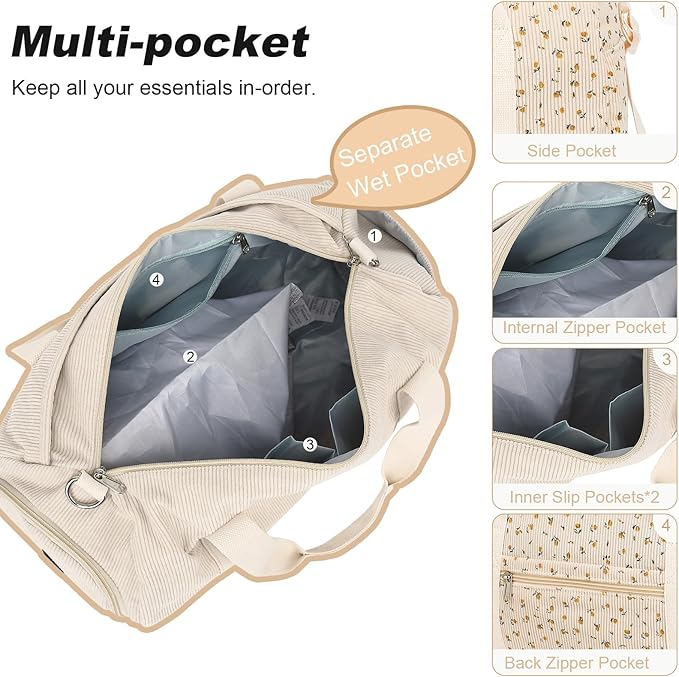 Duffle Bag for Gym Sports Women Girls Workout Travel Bag Weekender with Shoe Compartment and Wet