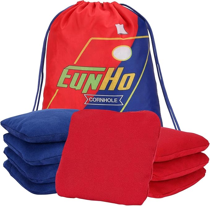 EunHo Dual Sided Cornhole Bags Regulation Set of 8 Professional Cornhole Bean Bags Slick and Stick