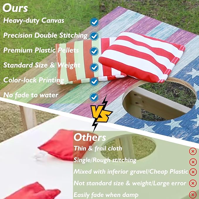 Cornhole Bags Set of 8 Regulation Professional Corn Hole Bean Bags Weather Resistant for Tossing
