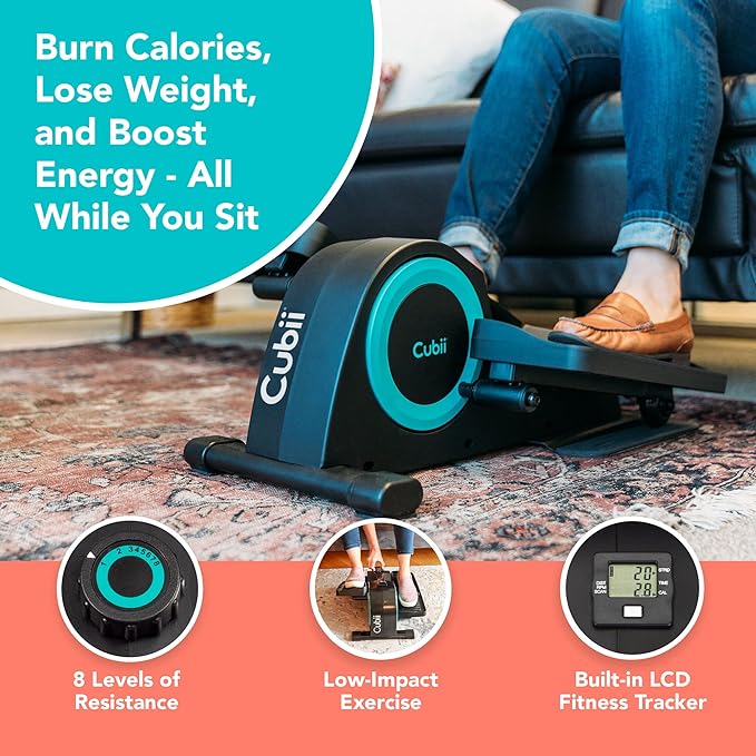 Cubii JR1, Under Desk Elliptical, Under Desk Bike Pedal Exerciser, Seated Elliptical, Work from