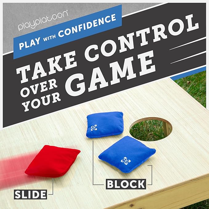 Professional Cornhole Bags - Set of 8 Regulation All Weather Double Sided - Sticky Side/Slick Side