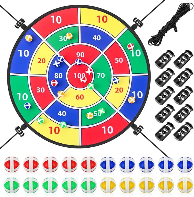 29" Dart Board Game Trampoline Accessories, Toss Game Dartboard with 20 Sticky Balls, Indoor &