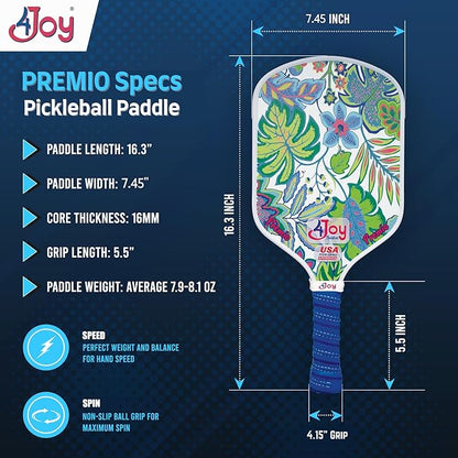 4Joy Pickleball Paddle Premio Series - Thermoformed Premium T700 Carbon Fiber Pickleball Paddless