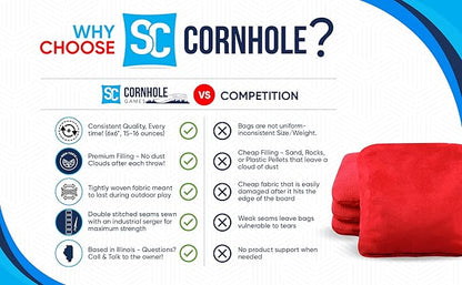 Professional Dual Sided Cornhole Bags- 16 oz 6x6 w/Premium Resin Fill - Official Tournament