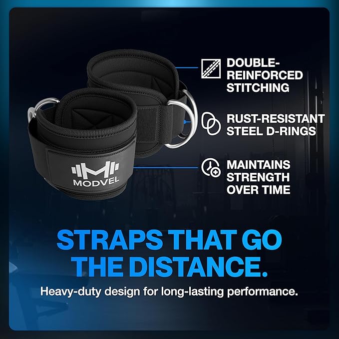 Modvel Gym Ankle Strap for Cable Machines ??Glute & Leg Kickback Ankle Straps for Gym Workouts
