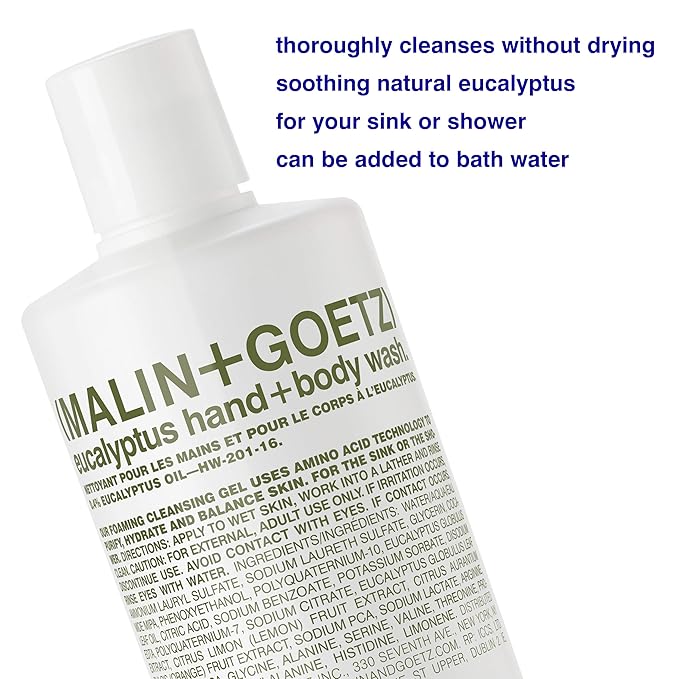 Malin + Goetz Eucalyptus Hand + Body Wash natural cleansing, purifying, hydrating hand & body wash.