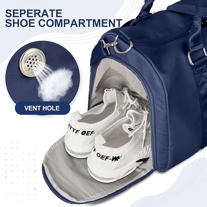FIORETTO Womens Gym Tote Duffle Bag with Wet Pocket & Shoe Compartment, Sports Duffel Overnight