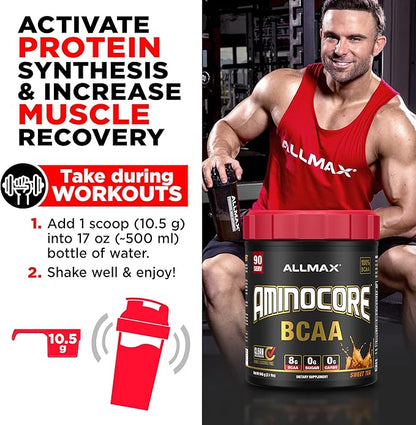ALLMAX Nutrition AMINOCORE BCAA Powder, 8.18 Grams of Amino Acids, Intra and Post Workout Recovery