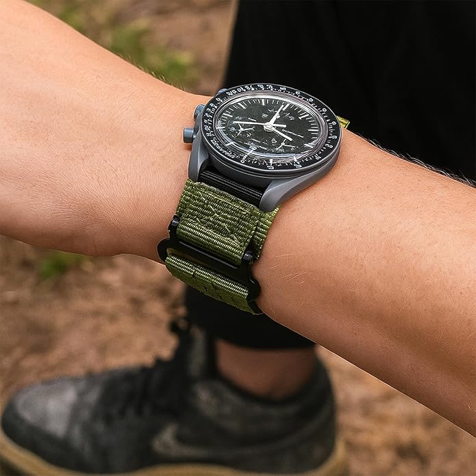 TStrap Nylon Sport Watch Band - Black Quick Release Watch Straps for Men Women - Athletic Military