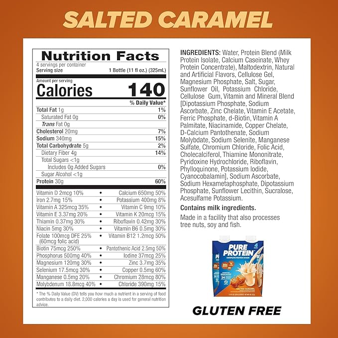 Pure Protein Protein Shake, 30g Complete Protein, Ready to Drink and Keto-Friendly, Vitamins A, C