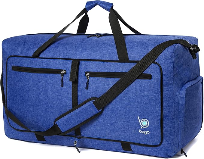 Bago Large Foldable Duffel Bags for Traveling Women & Men - 80L Packable Duffle Bag for Travel with
