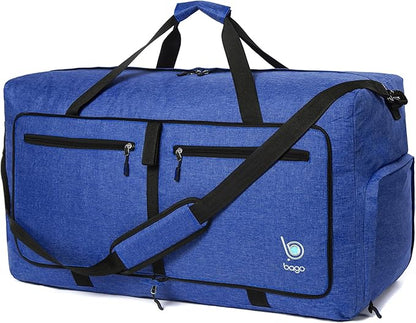 Bago Large Foldable Duffel Bags for Traveling Women & Men - 80L Packable Duffle Bag for Travel with
