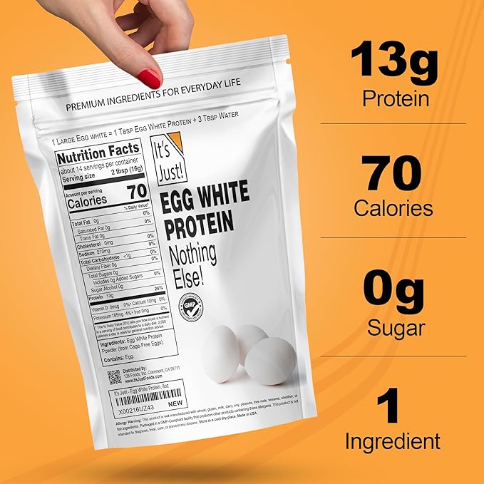 It's Just! - Egg White Protein Powder, Made in USA from Cage-Free Eggs, Dried Egg Whites
