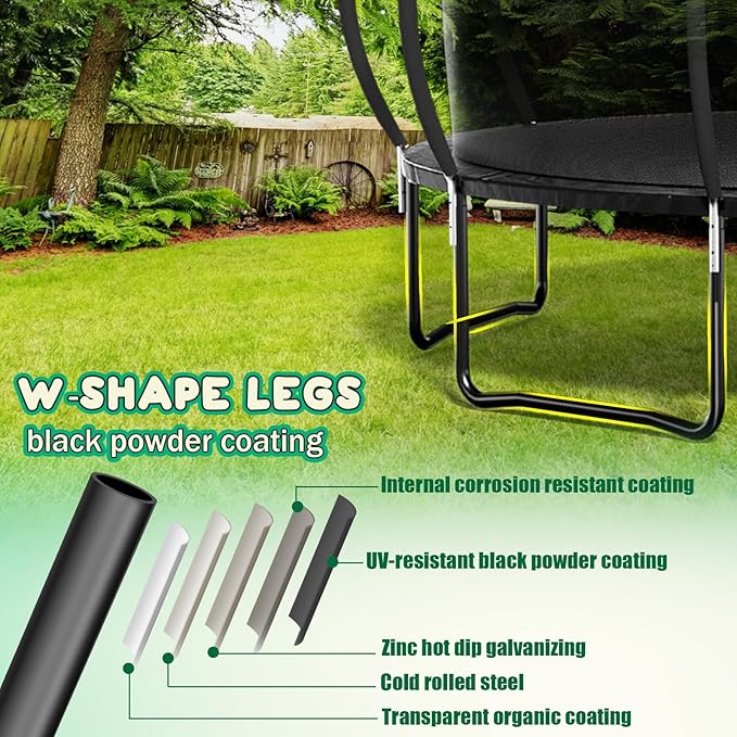 Trampoline 12FT 14FT 15FT 16FT for Kids/Adults - Outdoor Recreational with Enclosure Net Curved