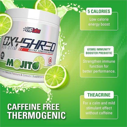 EHP Labs OxyShred Non Stimulant Pre Workout Powder - Stim Free Pre Workout, Caffeine Free
