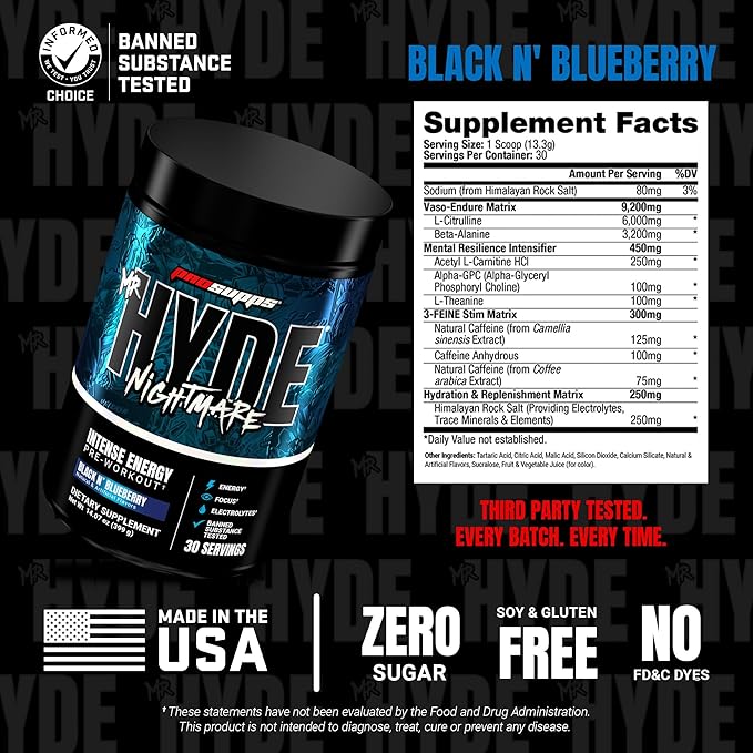 PROSUPPS Mr. Hyde Nightmare Pre Workout Powder with Caffeine & Beta Alanine - Preworkout for