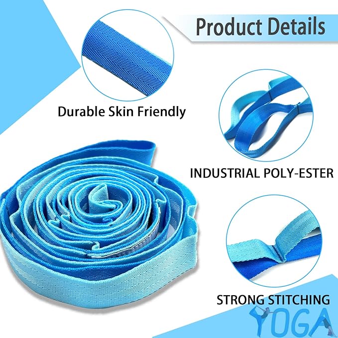 Stretching Strap Yoga Strap with Loops, Stretch Straps for Physical Therapy, Non-Elastic Exercise
