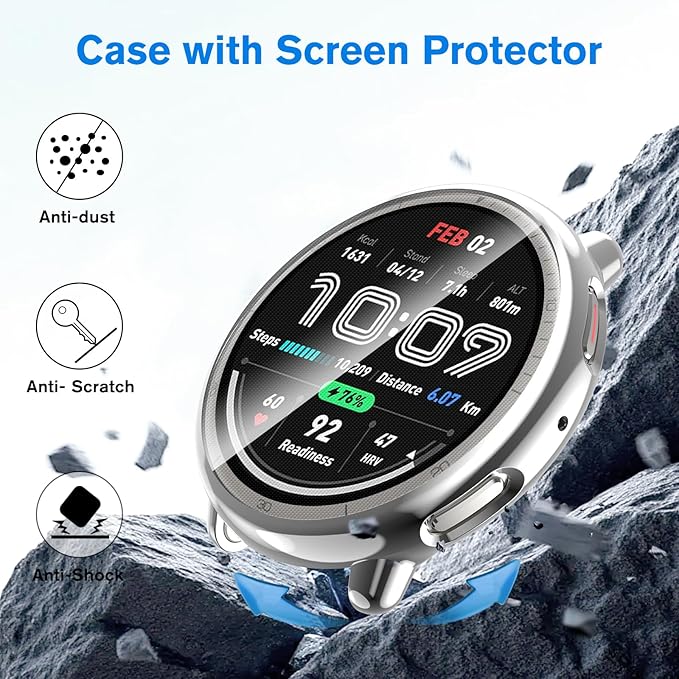 Fintie 3 Packs Screen Protector Case Compatible with Amazfit Active 2, Soft TPU Plated Bumper Full