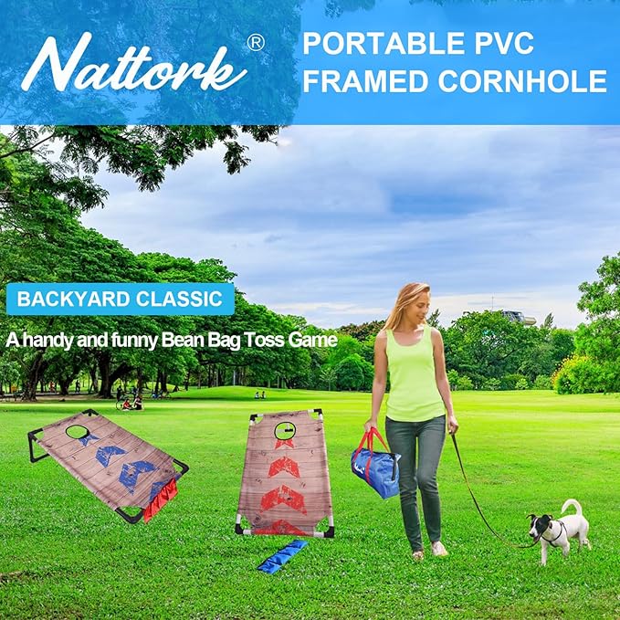 Portable Cornhole Set with 2 Collapsible Cornhole Boards, 8 Cornhole Bean Bags and Carrying Case