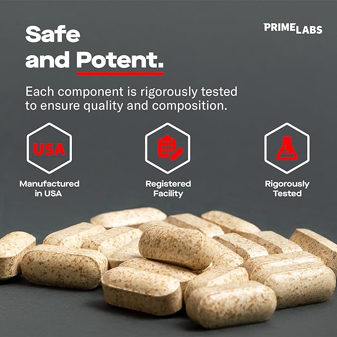 Prime Labs Testosterone Supplement for Men (2-Pack) - Stamina, Endurance, Energy, & Strength