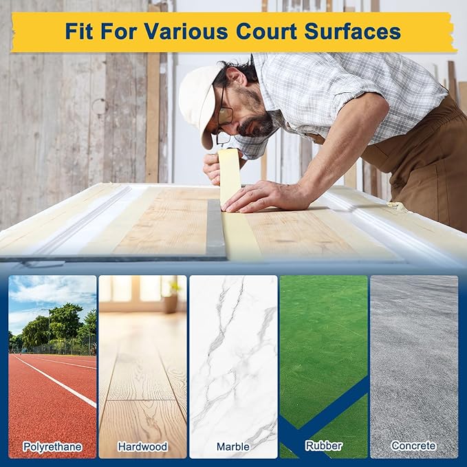 Pickleball Court Tape, Outdoor Pickleball Lines, No Residue Court Marking Kit for