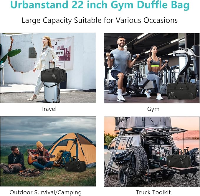 Urbanstand Gym Bag for Men - 22 Inch Sports Duffel Bags with Shoe Compartment, Large Overnight