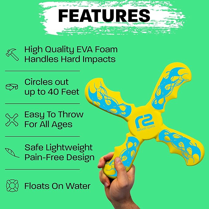 Kids Beach Toys Boomerang - Ultimate Beach Boomerangs for Beaches - Fun Easter Basket Stuffers for