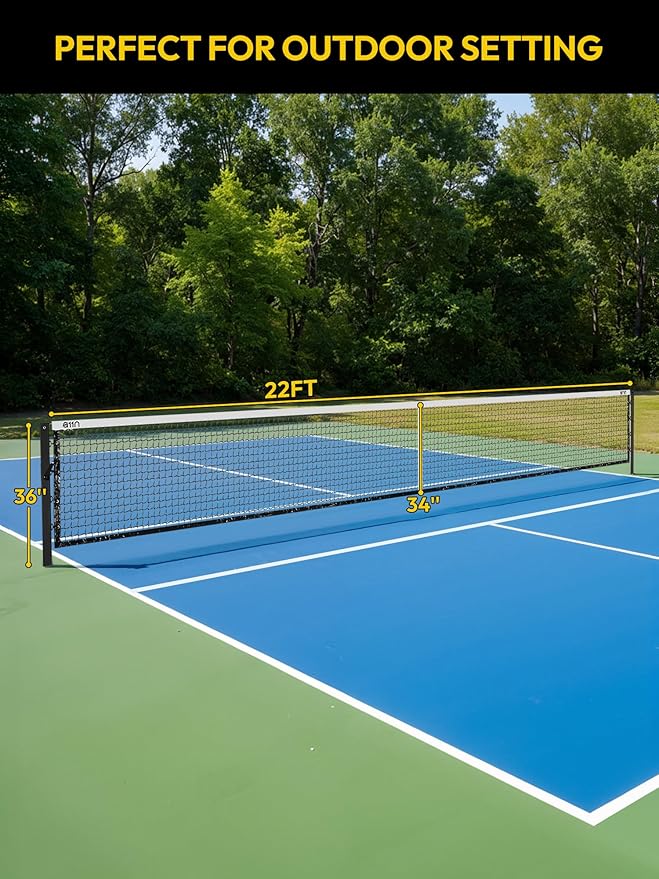 A11N SPORTS Pro-Grade In-Ground Pickleball Net System with Heavy-Duty Carbon Steel Posts