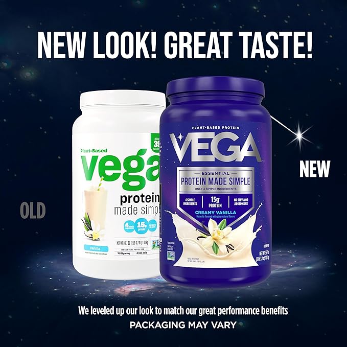 Vega Protein Made Simple Protein Powder, Vanilla - Stevia Free, Vegan, Plant Based, Healthy, Gluten