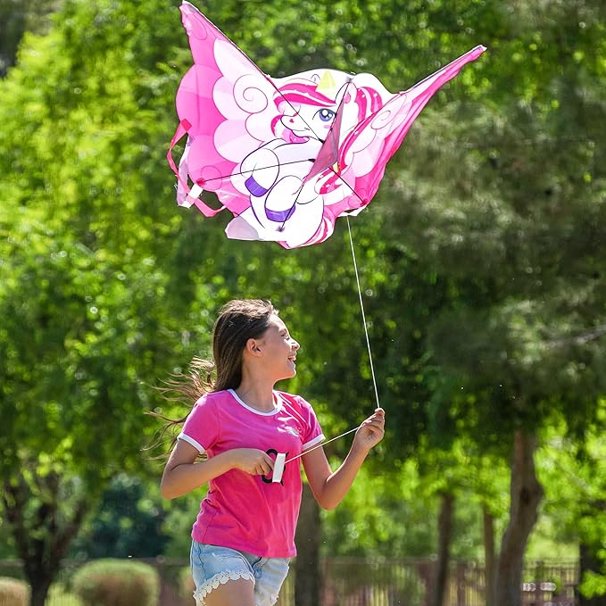 JOYIN 43.3'' Giant Unicorn Kite Easy to Fly for Kids and Adults with 262.5 ft String, Large Beach