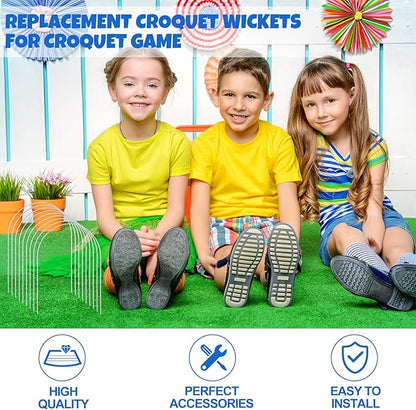 Deekin Set of 9 Croquet Wickets Replacement for Croquet Metal Hoops with Galvanized and Plastic