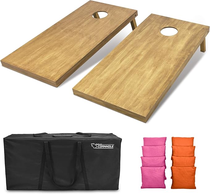 GoSports 4 ft x 2 ft Regulation Size Wooden Cornhole Boards Set - Includes Carrying Case - Full