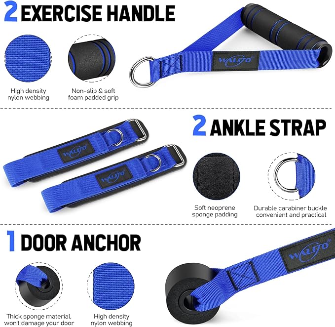 WALITO Resistance Bands Set - Exercise Bands with Handles, Door Anchor, Legs Ankle Straps, for