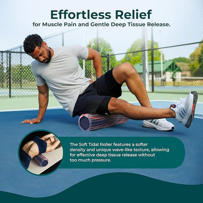 Oceanfoam Soft Tidal Roller (Dark Navy, Red and Natural Marbled) - Low Density Foam Roller for