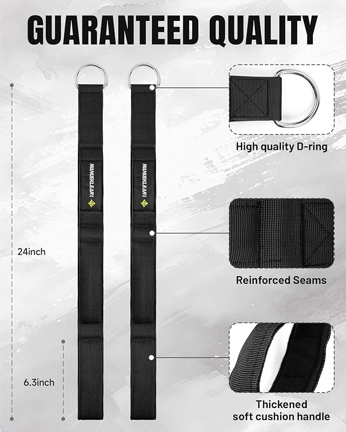 MANUEKLEAR Tricep Rope Cable Attachment Handles, Greater Range of Motion, Tricep Pull Down Rope for